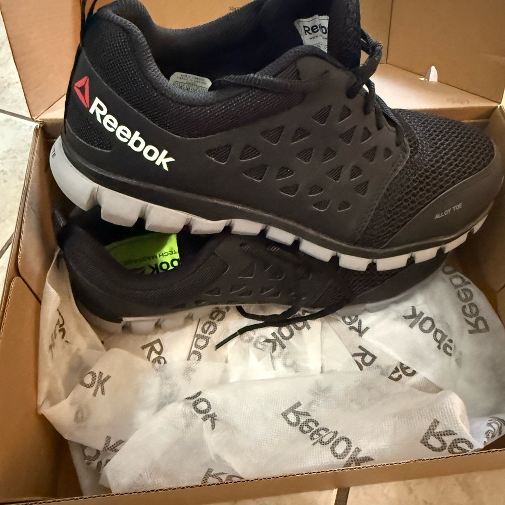 Reebok Black and White Athletic Shoes with Breathable Mesh
